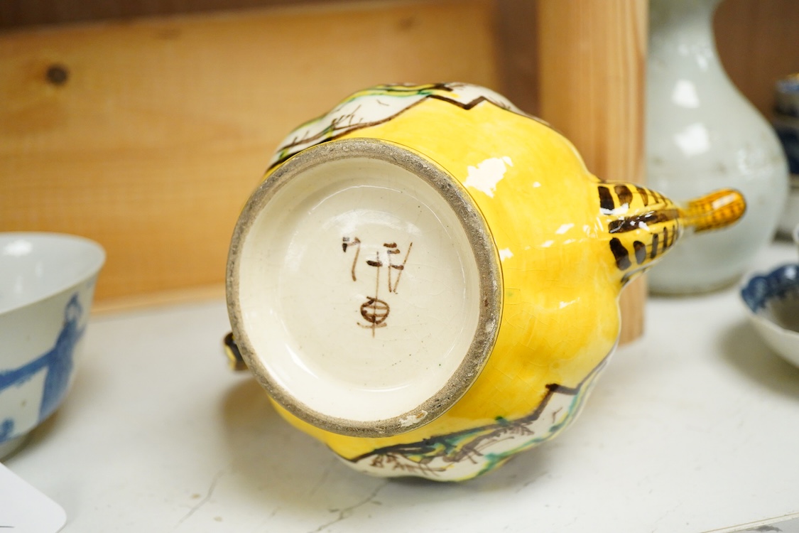 A 19th century Italian maiolica teapot and cover, by Angelo Levantino, 16cm high